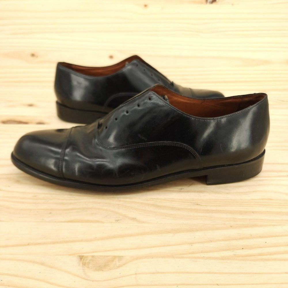 Bostonian Classics Mens Cap Toe Oxfords Sz 13 Black Leather Dress Shoes NO LACES